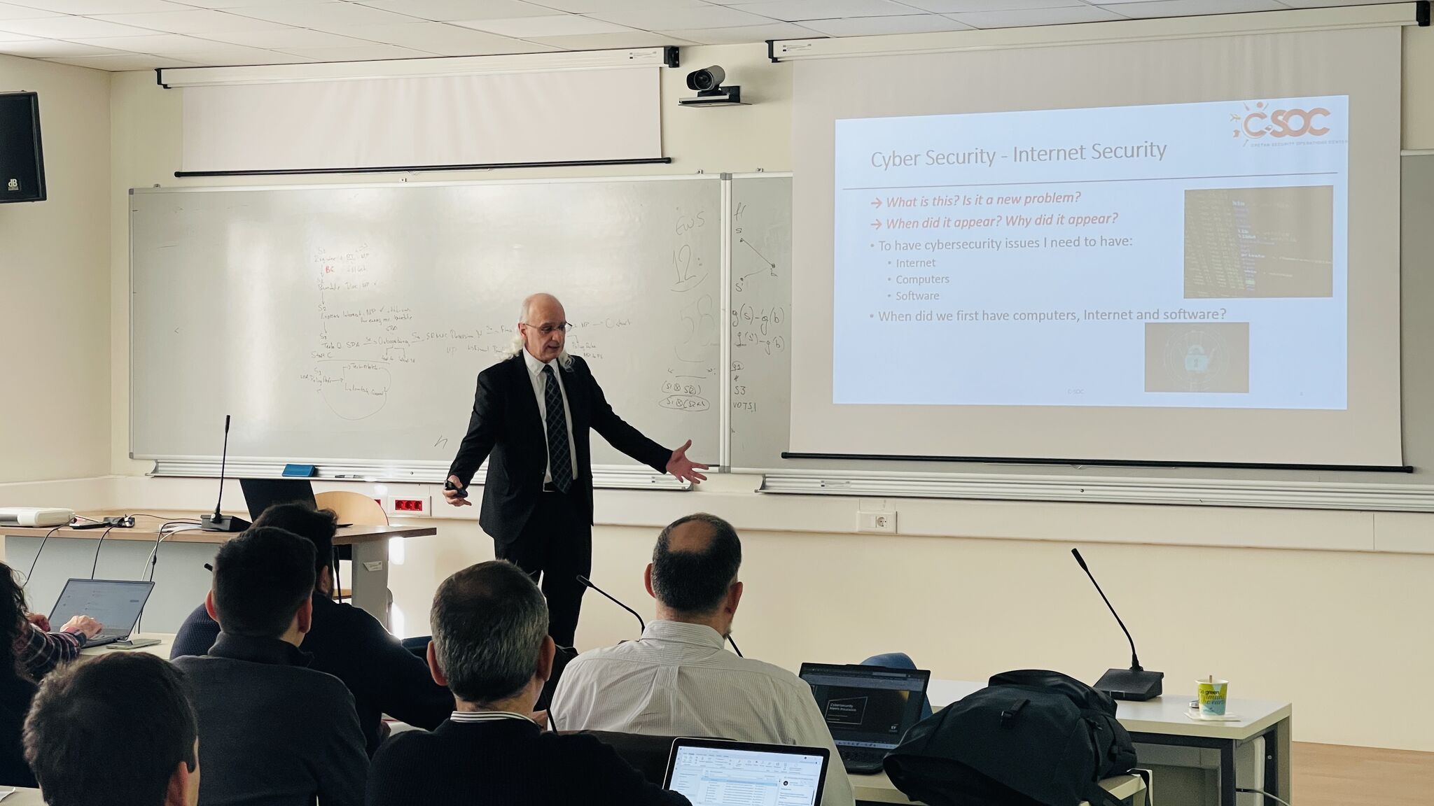 Professor Markatos speaking at the workshop